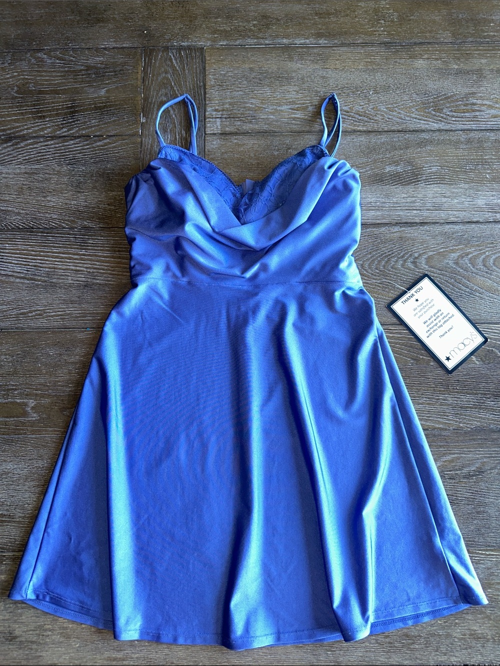 Blue Lace Trim Slip Dress